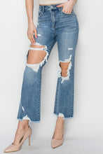 Load image into Gallery viewer, RISEN High Rise Distressed Crop Straight Jeans
