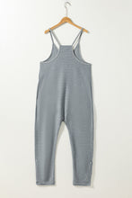 Load image into Gallery viewer, Gray Waffle Knit Spaghetti Straps Loose Fit Jumpsuit
