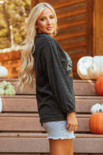 Load image into Gallery viewer, Dark Grey Halloween Pumpkin Spice Baby Graphic Textured Sweatshirt
