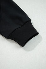 Load image into Gallery viewer, Black Varsity Baseball Bow Graphic Striped Sleeve Baggy Sweatshirt
