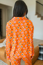 Load image into Gallery viewer, Orange Halloween Print Lapel Shirt Long 2pcs Pajama Set

