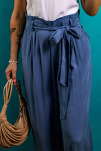 Cargar imagen en el visor de la galería, Wild Wind Belted Frilly Waist Wide Leg Loose Pants
