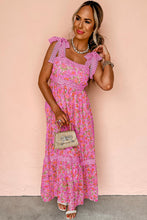 Load image into Gallery viewer, Rose Floral Lace Tied Strap Empire Waist Maxi Dress
