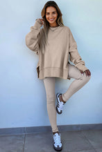 Load image into Gallery viewer, Jet Stream Solid Color Oversize Slit Sweatshirt Ribbed Leggings 2pcs Set
