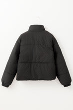 Load image into Gallery viewer, Black Checkerboard Full Zipper Puffer Jacket
