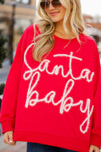 Cargar imagen en el visor de la galería, Fiery Red Christmas Santa Baby Tinsel Graphic Sweatshirt
