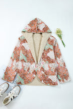 Cargar imagen en el visor de la galería, Khaki Vintage Floral Printed Sherpa Lined Hooded Jacket
