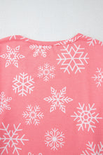 Load image into Gallery viewer, Pink Christmas Snowflake Print Two Piece Loungewear
