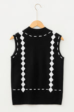 Load image into Gallery viewer, Black Western Horse Geometric Print Mock Neck Sweater Vest
