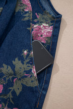 Cargar imagen en el visor de la galería, Blue Beau Floral Print Pleated High Waist Wide Leg Denim Jumpsuit
