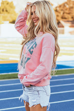 Load image into Gallery viewer, Pink Rugby Football GAME DAY Graphic Drop Shoulder Sweatshirt
