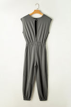 Cargar imagen en el visor de la galería, Medium Grey Cap Sleeve Open Back Drawstring Jogger Jumpsuit
