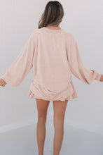 Load image into Gallery viewer, Jet Stream Corded Lantern Sleeve Top High Waist Ruffled Mini Skirt Set
