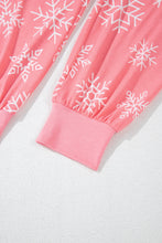 Cargar imagen en el visor de la galería, Pink Christmas Snowflake Print Two Piece Loungewear
