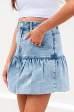 Load image into Gallery viewer, Myosotis Bubble Hem Denim Mini Skirt
