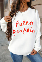 Load image into Gallery viewer, White Hello Pumpkin Graphic Sweater
