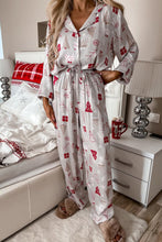 Cargar imagen en el visor de la galería, Light Grey Christmas Printed Shirt and Pants Pajama Set
