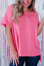 Cargar imagen en el visor de la galería, Rose Red Sequined Fringe Wing High-low Hem T-shirt
