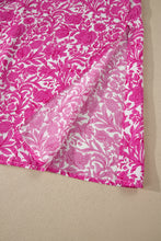 Load image into Gallery viewer, Pink Floral Print Color Block Patchwork V Neck Short Sleeve Midi Dress
