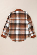 Cargar imagen en el visor de la galería, Cinnamon Plaid Corduroy Patchwork Chest Pocket Shacket
