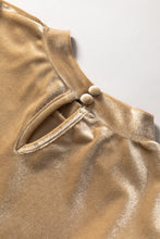 Cargar imagen en el visor de la galería, Light French Beige Frilly Puff Sleeve Mock Neck Blouse
