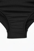 Cargar imagen en el visor de la galería, Black Ribbed Drawstring Sides Cutout One Piece Swimsuit
