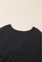 Cargar imagen en el visor de la galería, Black Sequin Patchwork Sleeve Open Back Waffle Knit Top
