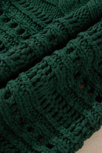 Cargar imagen en el visor de la galería, Blackish Green Hollow-out Cable Knit Cropped Sweater
