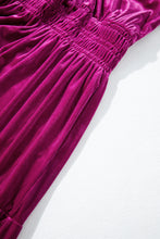 Cargar imagen en el visor de la galería, Red Dahlia Velvet Short Sleeve Shirred Waist Tiered Maxi Dress
