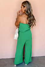 Load image into Gallery viewer, Sea Green Ribbed Strapless Wide Leg Jumpsuit
