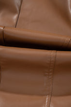 Cargar imagen en el visor de la galería, Chestnut Solid Faux Leather Zipper Slim Fit Jacket
