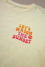 Load image into Gallery viewer, Yellow Cream Back LET&#39;S WATCH THE SUNSET Print Half Sleeve Tee
