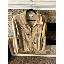 Load image into Gallery viewer, Vintage Alfred Dunner Beige Embroidered Bomber Jacket Fall Leaves Set
