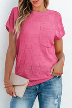 Cargar imagen en el visor de la galería, Bright Pink Lattice Textured Knit Short Sleeve Top
