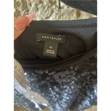 Load image into Gallery viewer, Ann Taylor Sequin Top Silver Black with Silent Zipper
