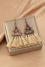 Load image into Gallery viewer, Brown Boho Triangle Metal Tasseled Earrings
