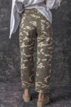 Cargar imagen en el visor de la galería, Khaki Leopard Printed Drawstring Elastic Waistband Pocketed Barrel Jeans
