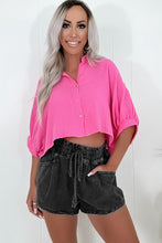 Load image into Gallery viewer, Black Drawstring High Waist Casual Denim Shorts with Pockets
