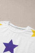 Cargar imagen en el visor de la galería, White Mardi Gras Star Printed Long Sleeve Top
