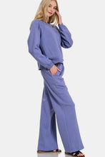 Load image into Gallery viewer, Zenana Round Neck Raglan Sleeve Top and Elastic Waist Pants Set
