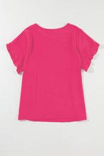 Cargar imagen en el visor de la galería, Bright Pink Ruffled Short Sleeve Plus Size Top
