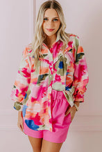 Load image into Gallery viewer, Rose Abstract Print Ruffled Puff Sleeve Shirt
