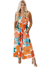 Load image into Gallery viewer, Orange Floral Self Tied Straps Smocked Bust Maxi Dress
