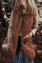 Cargar imagen en el visor de la galería, Coffee Longline Quilted Stand Collar Puffer Vest
