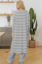 Cargar imagen en el visor de la galería, Black Stripe Print Open Front Duster Cardigan
