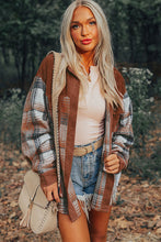 Cargar imagen en el visor de la galería, Cinnamon Plaid Corduroy Patchwork Chest Pocket Shacket
