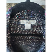 Load image into Gallery viewer, Christopher &amp; Banks Open Front Popcorn Sweater Gray Teal and Purple
