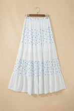 Cargar imagen en el visor de la galería, Sky Blue High Waist Tiny Floral Print Boho Maxi Skirt
