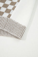 Load image into Gallery viewer, Brown Checkered Open Front Drop Shoulder Cardigan
