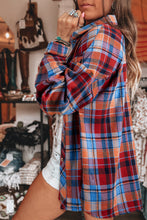 Cargar imagen en el visor de la galería, Red Plaid Print Loose Vintage Shirt
